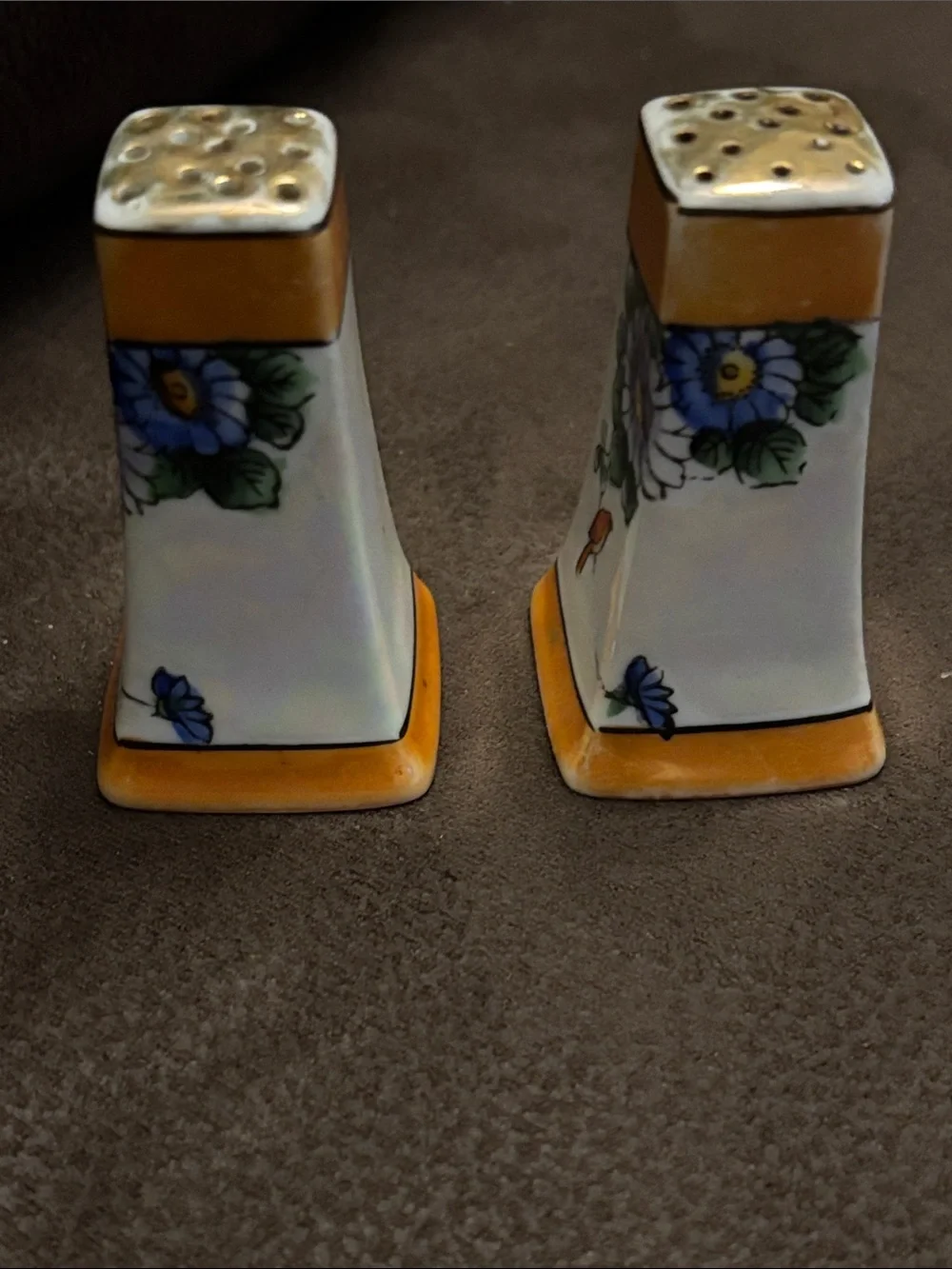 Hand-Painted Floral & Bird Ceramic Salt and Pepper Shakers - Made in Japan